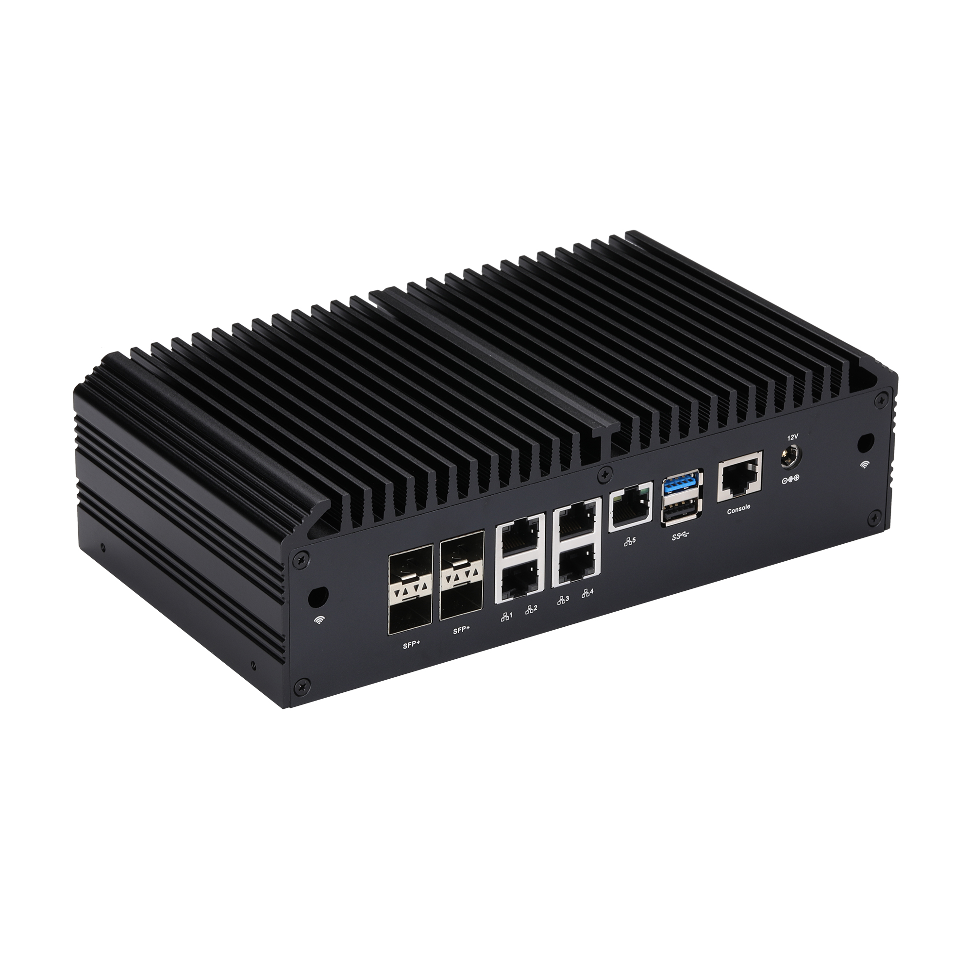 Roteador doméstico sem ventilador QOTOM Q20331G9 Q20342G9 Processador Atom C3758R C3808 AES-NI Firewall - 5x 2,5G LAN 4x 10GbE SFP +