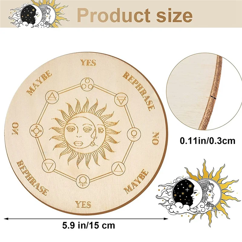 Papan Pendulum FX-Star untuk Ramalan Dowsing, Papan Pesan Metafisik dari Kayu dengan Kalung, Mudah Dipasang