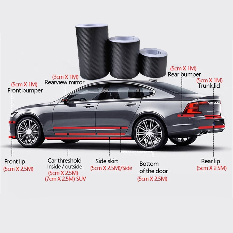 ナノカーボンファイバー車のステッカー DIY ペーストプロテクターストリップ自動ドア敷居サイドミラーアンチスクラッチテープ防水保護フィルム