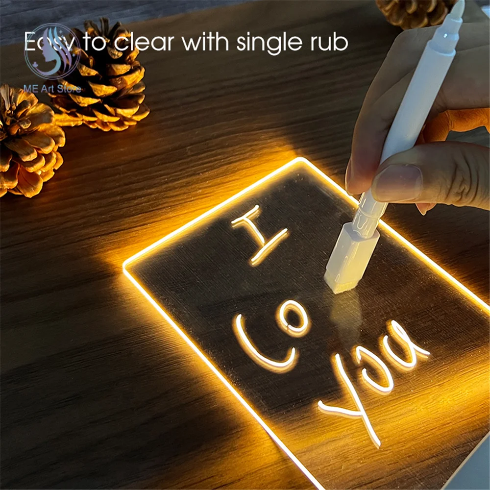 กระดานข้อความพร้อมปากกา USB ไฟไฟ LED กลางคืน lampu tidur ของขวัญสำหรับเด็กแฟนสาว lampu tidur ตกแต่ง