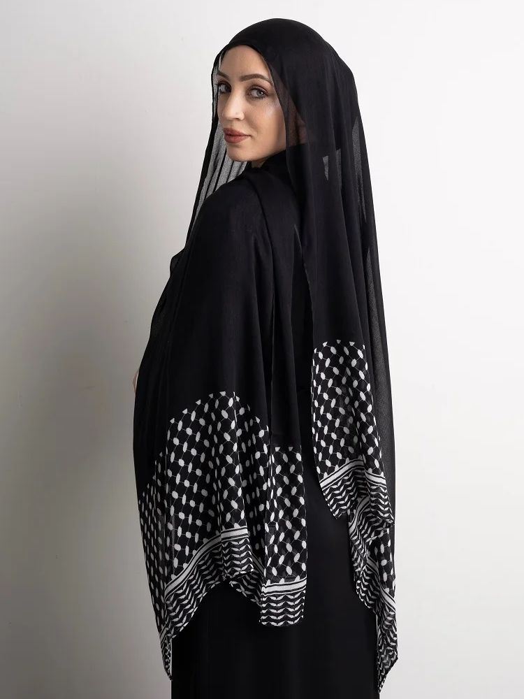 Kuffiyeh-イスラム教徒とラマダンのためのシフォンスカーフ、ヒジャーブ、通気性、柔らかく、大きなサイズ、ファッション、スカーフ、ショール
