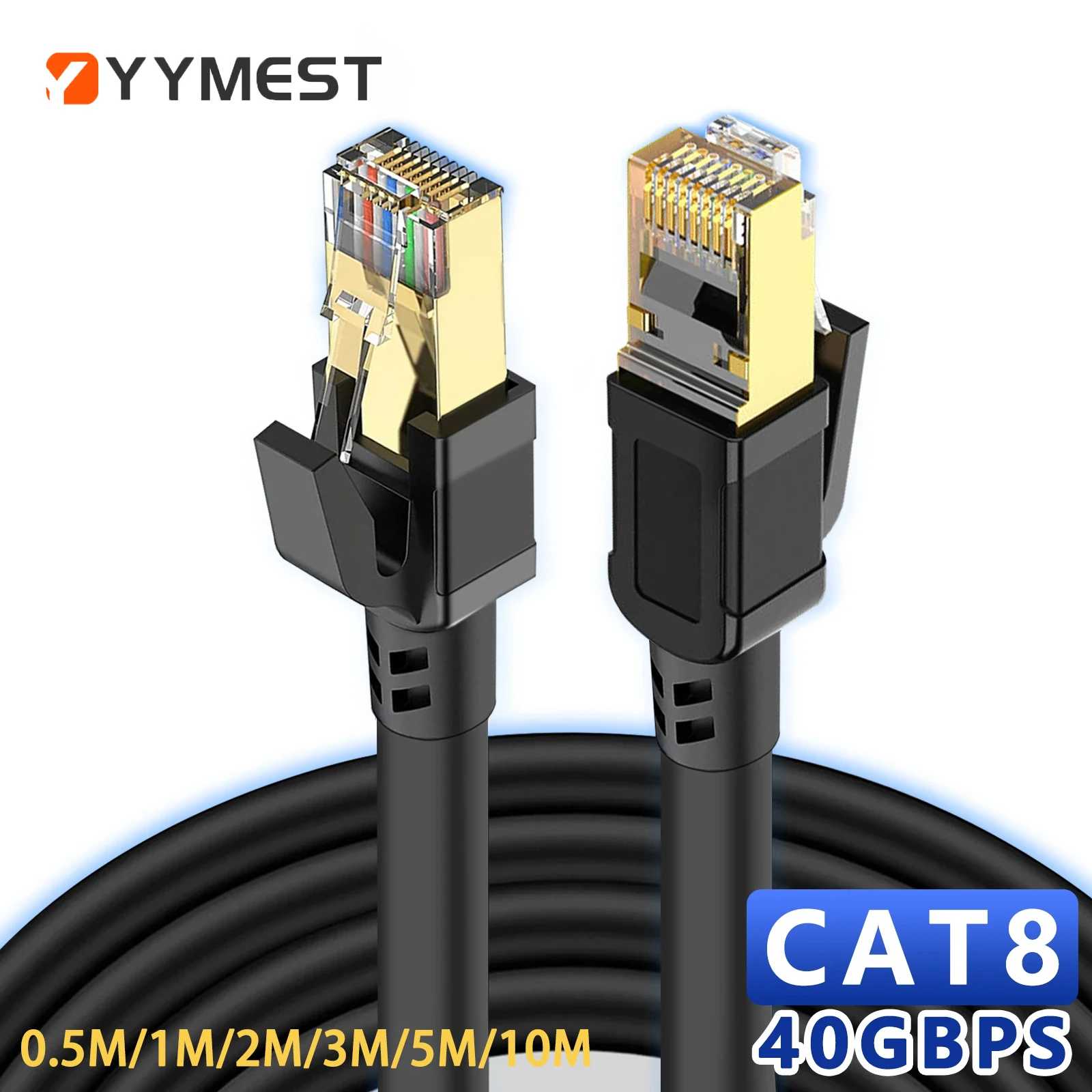 Okrągły kabel Ethernet Cat8 40 Gb/s RJ 45 0,5/1/1,5/2/3/5/10 metrów Cat 8 2000 MHz Szybki Internet Płaski Kabel Sieciowy LAN