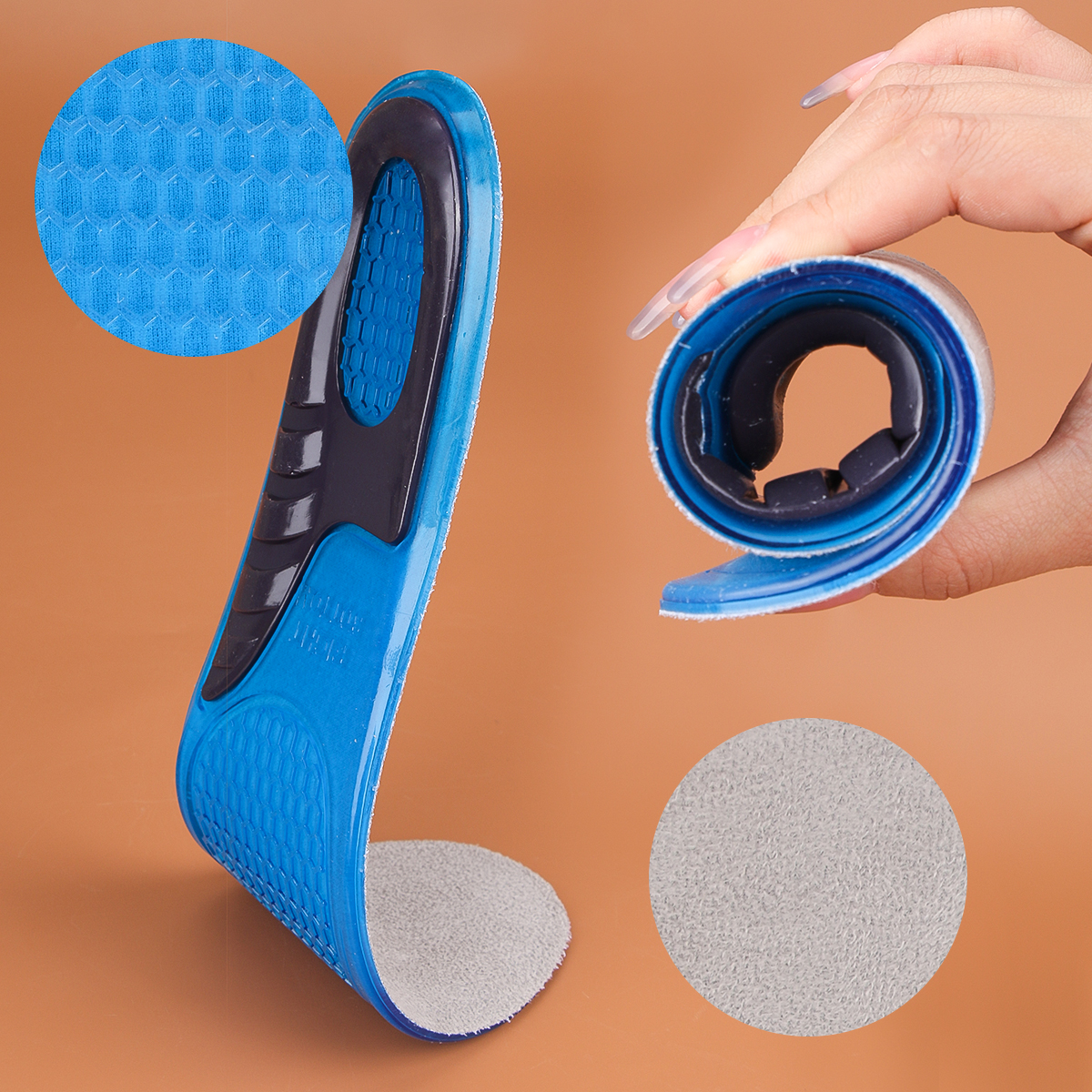 男性と女性のための再利用可能なハニカムインソール,滑り止め,快適なスポーツインソール,シリコン,1ペア