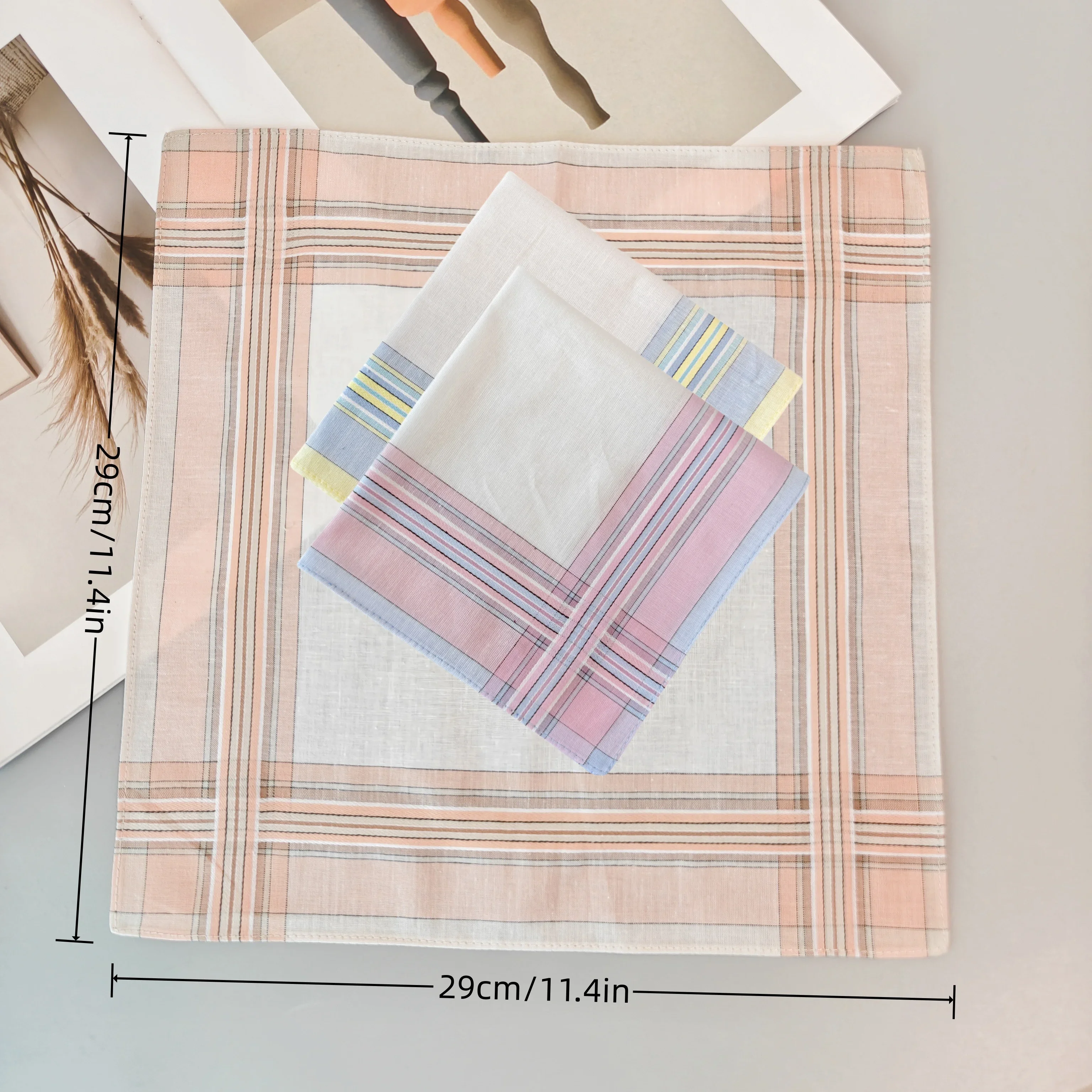 29 cm/11,4 Zoll Baumwoll-Jacquard-Mini-Taschentuch, universelle modische und exquisite Dekoration, 9/12 Stück, dünne Version