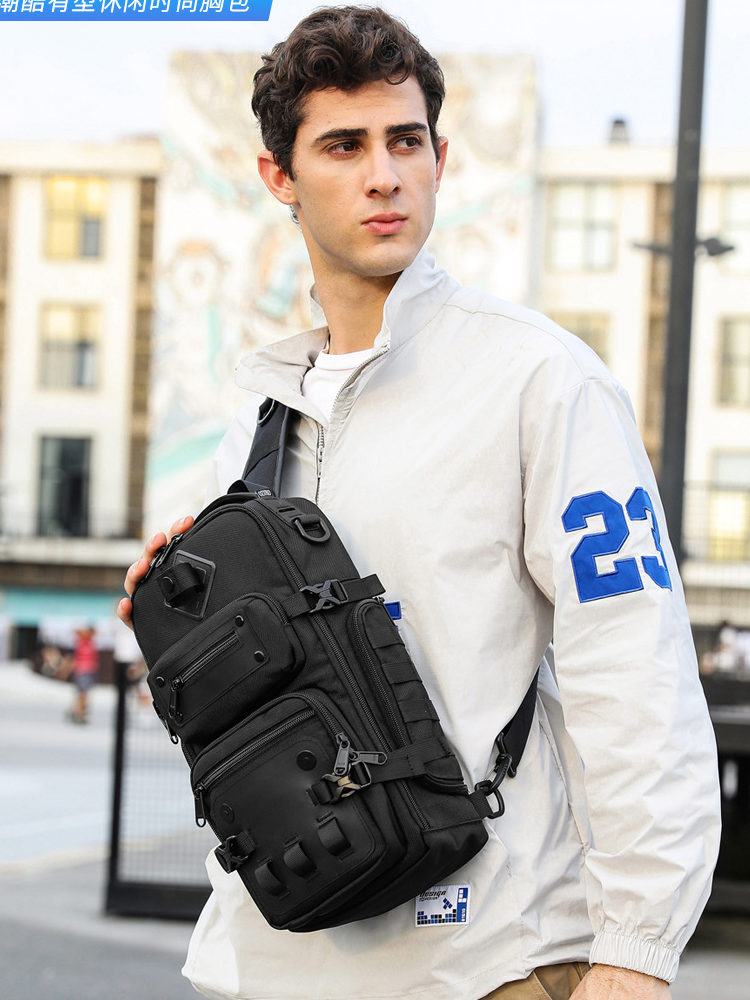 Bolsa Transversal OZUKO Impermeável para Viagens Curtas Estilo Urbano em Tecido Ox io com Forro de Poliéster e F d...