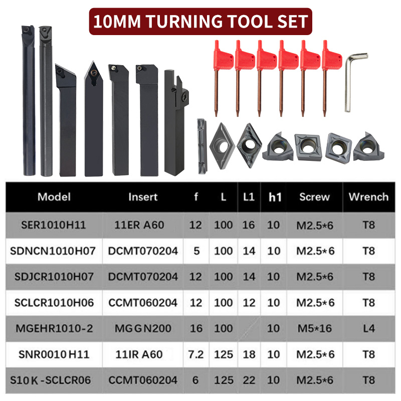 Juegos de herramientas de torneado MGEHR SDJCR SDNCN SCLCR SER SNR, barra perforadora de torno con 7 Uds., soporte de corte CNC de inserción de carburo, 10/12/16MM