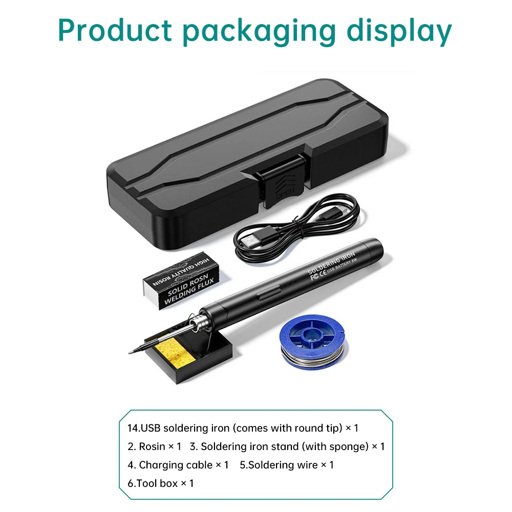 Portable wireless USB soldering iron type-C charging socket mini small soldering iron set with adjustable temperature