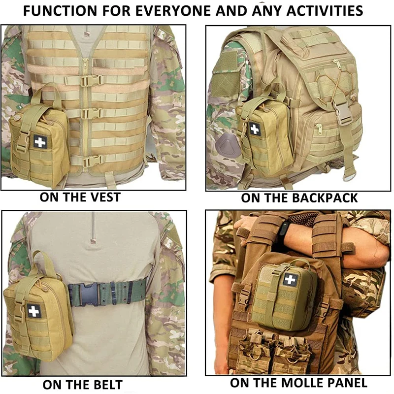 กระเป๋าคาดเอวแบบยุทธวิธีสำหรับการล่าสัตว์ EDC Molle ชุดอุปกรณ์การแพทย์ฉุกเฉินสำหรับการเอาชีวิตรอดกลางแจ้ง IFAK กระเป๋าคาดเอว ชุดปฐมพยาบาล อุปกรณ์เดินป่า