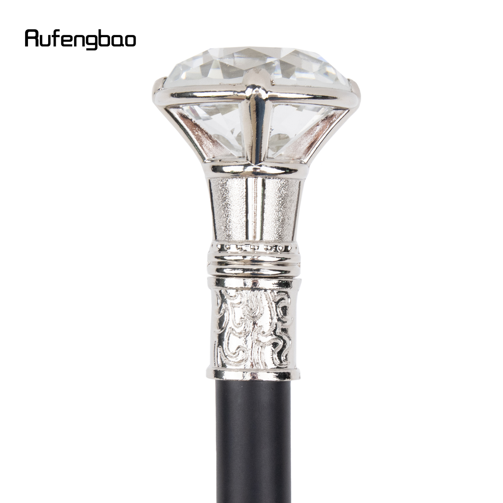 白の透明なダイヤモンドタイプのウォーキングスティック,装飾的なウォーキングスティック,杖,エレガントなコ肉屋,かぎ針編みのノブ,90cm