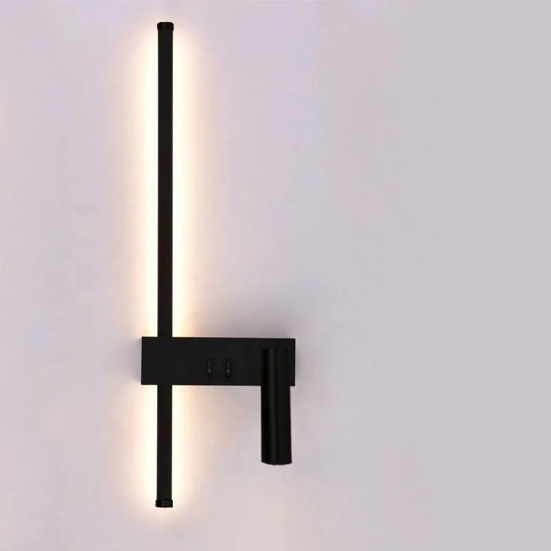 Nueva lectura con interruptor, lámparas de pared minimalistas, tira de luces de noche para dormitorio, lámparas de pared de fondo de línea de dormitorio principal nórdico 2023