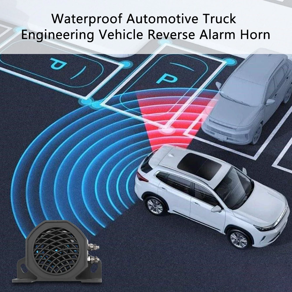12V/24V-80V Car Reversing Horn 105db Decibel Backup Siren Buzzer Sound Warning Alarm For Vehicle Reversing Reminder