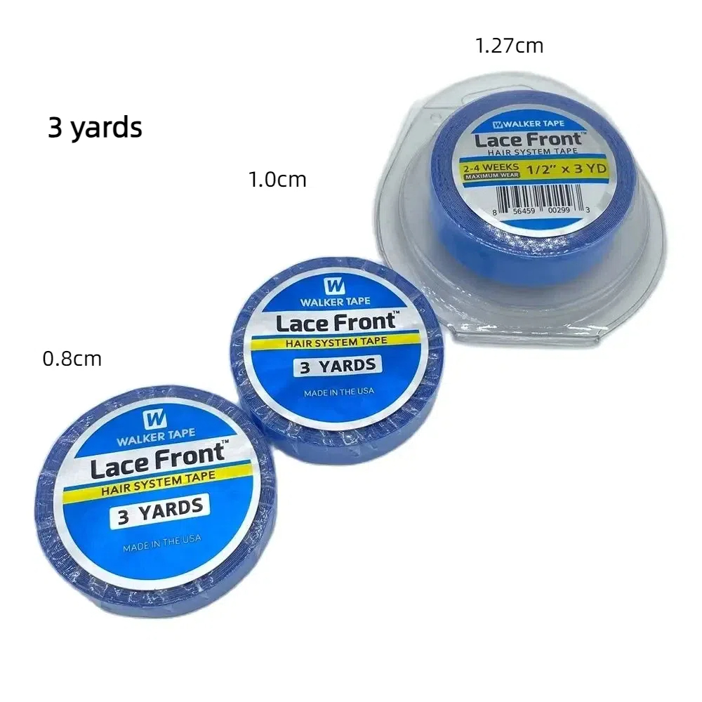 Tudo com caixa 0.8/1.0/1.27cm de largura 12 jardas fita frontal de renda azul fita dupla face fita frontal de renda fita de extensão de cabelo