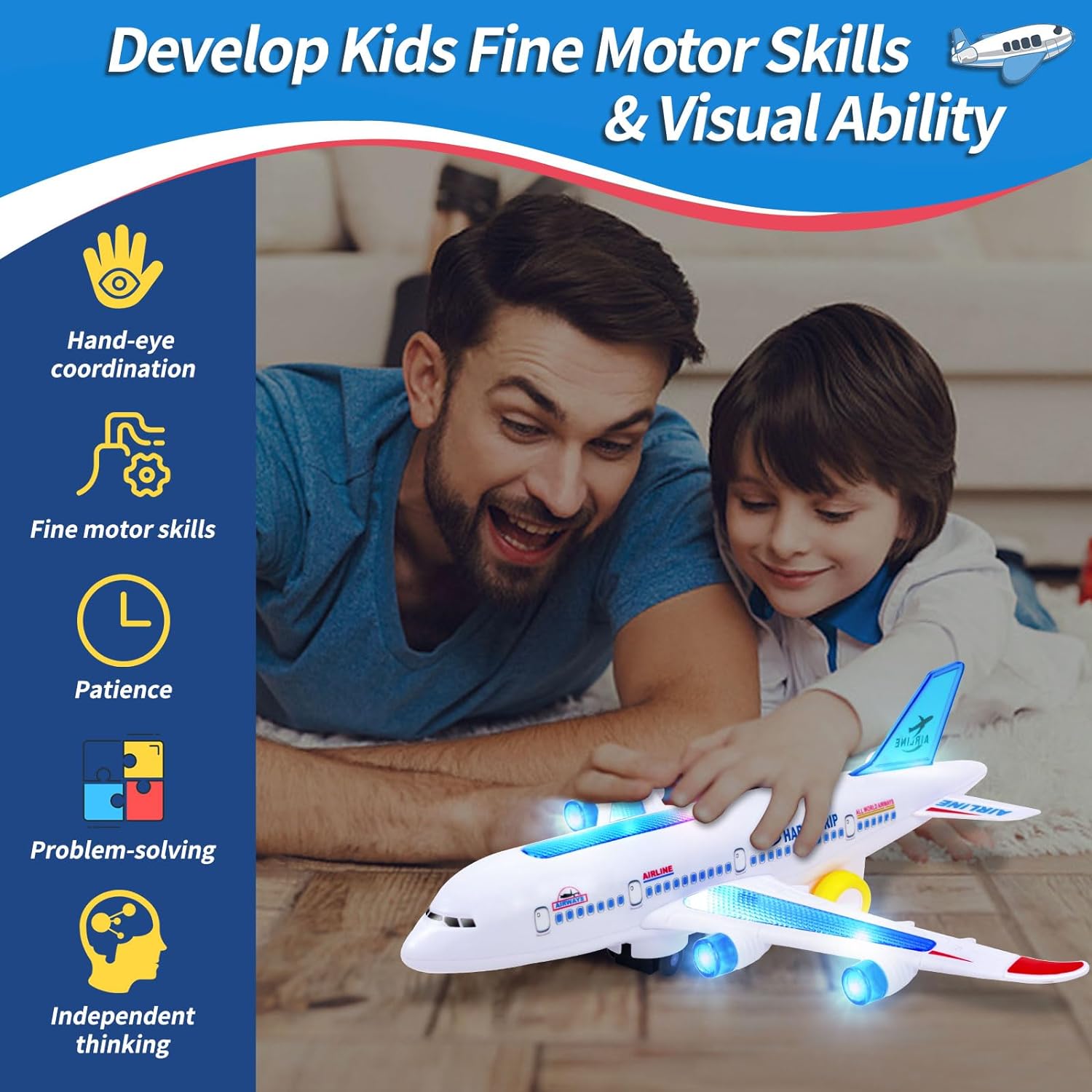 อิเล็กทรอนิกส์เครื่องบินของเล่นเพลง Autopilot เสียงแฟลชเครื่องบินหมุนอัตโนมัติเครื่องบินของขวัญของเล่นเพื่อการศึกษาสําหรับเด็ก