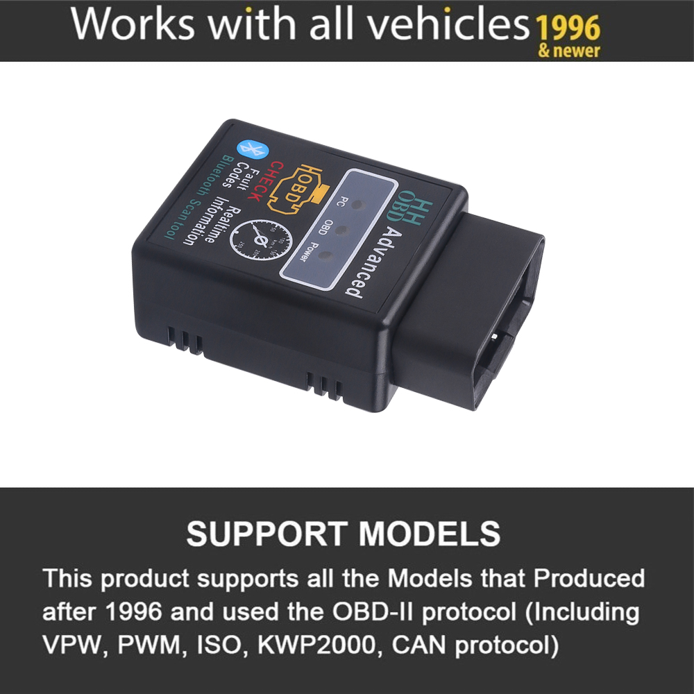 OBD2 ELM327 Bluetooth V2.1 OBDII ELM 327 WIFI V1.5 HH OBD ELM327 Bluetooth V2.1/2.1 OBD 2/II herramienta de diagnóstico escáner de código automático