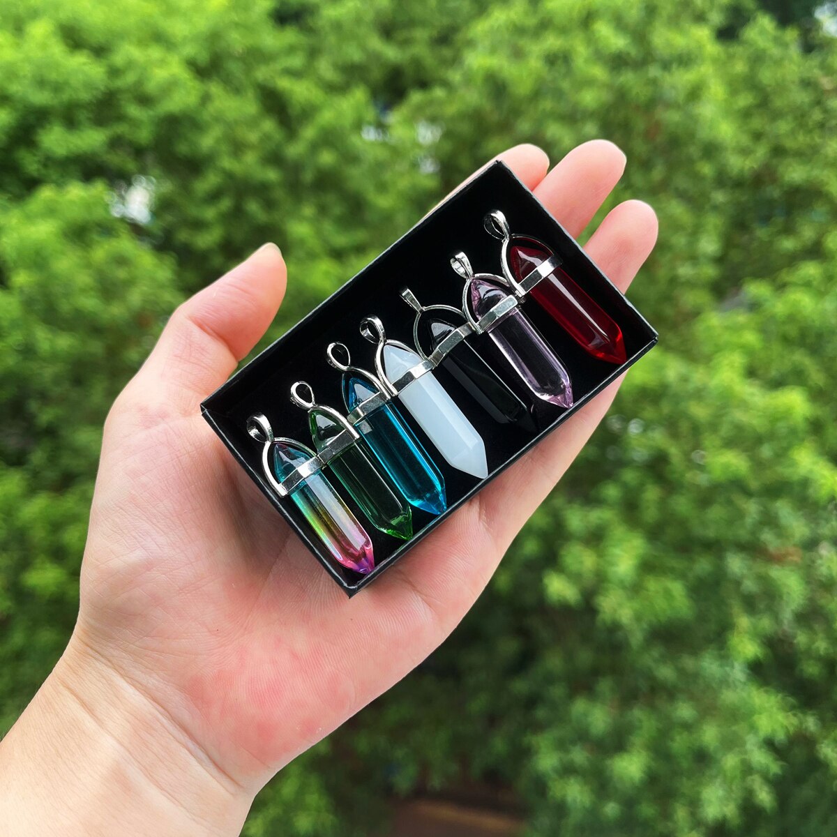 7 ชิ้น/เซ็ต Bullet Shape Healing ชี้ Chakra ลูกปัดคริสตัลสําหรับเครื่องประดับทํา Home Office ตกแต่งคริสต์มาสวันเกิด Busine