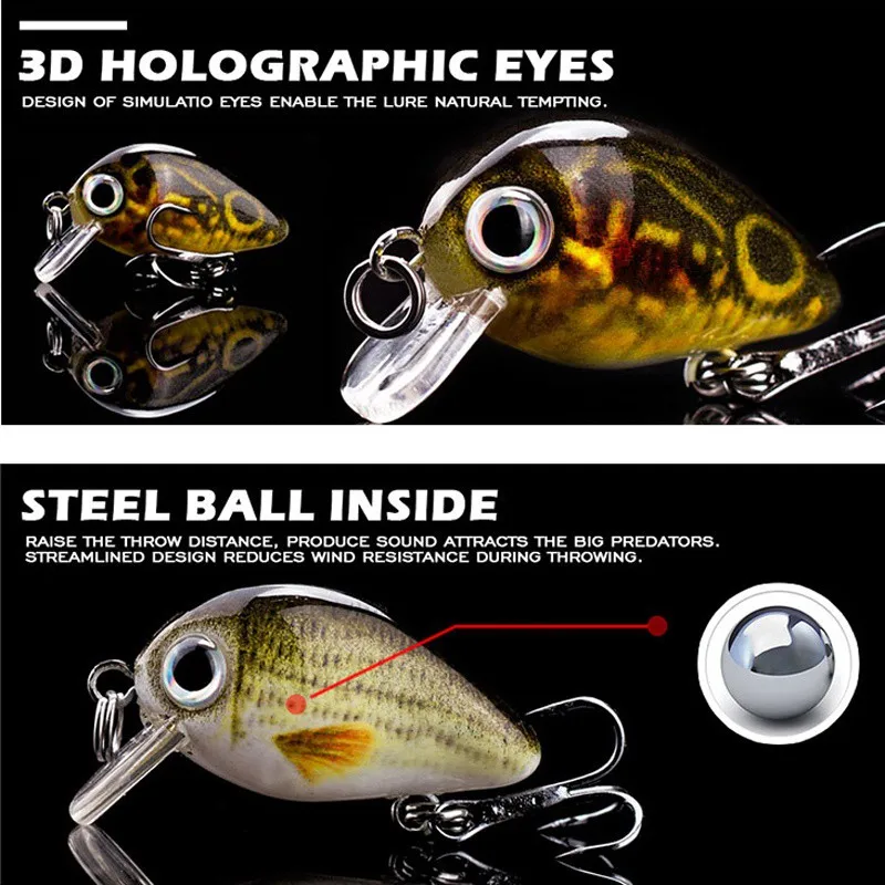 5 pçs mini iscas de pesca conjunto realista manivela iscas artificiais swimbait com caixa de equipamento