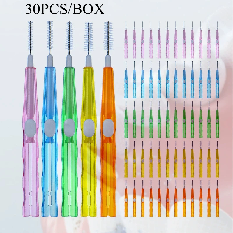 30Pcs/Box Toothpick Dental Interdental Brush 0.6-1.5Mm Cleaning Between Teeth Oral Care Orthodontic I Shape Tooth Floss