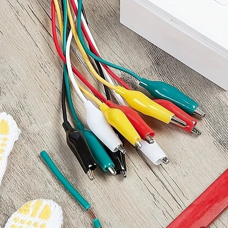Pinzas de cocodrilo eléctricas de doble punta, cables de prueba de bricolaje, 10 piezas, Clip de cucaracha, cable de puente de prueba