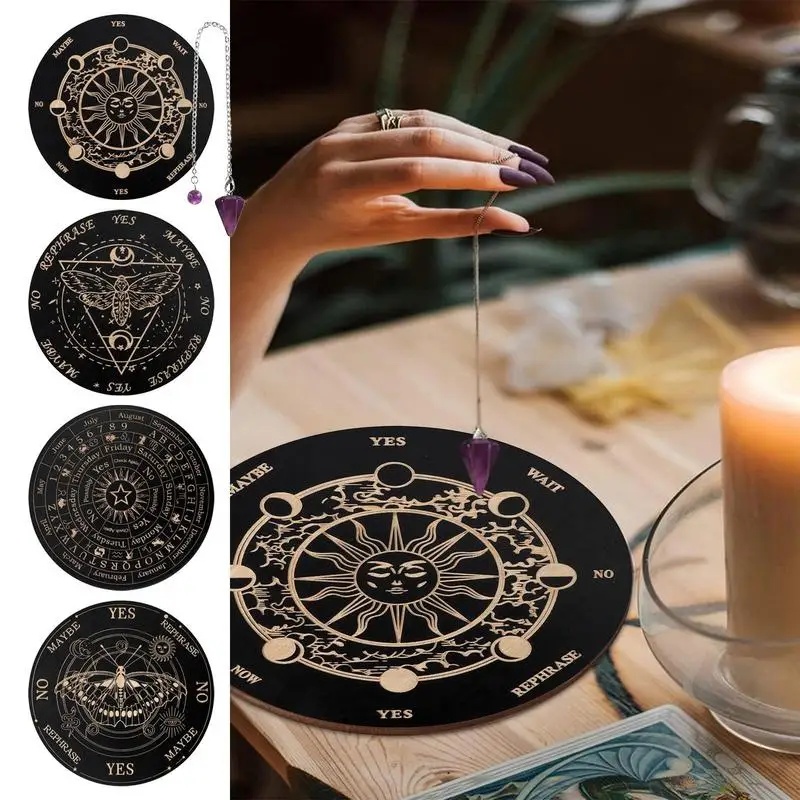 Star ลูกตุ้ม BOARD Dowsing Divination BOARD Magic สมาธิ Decision แผ่น Metaphysical ข้อความแม่มดแท่นบูชาอุปกรณ์
