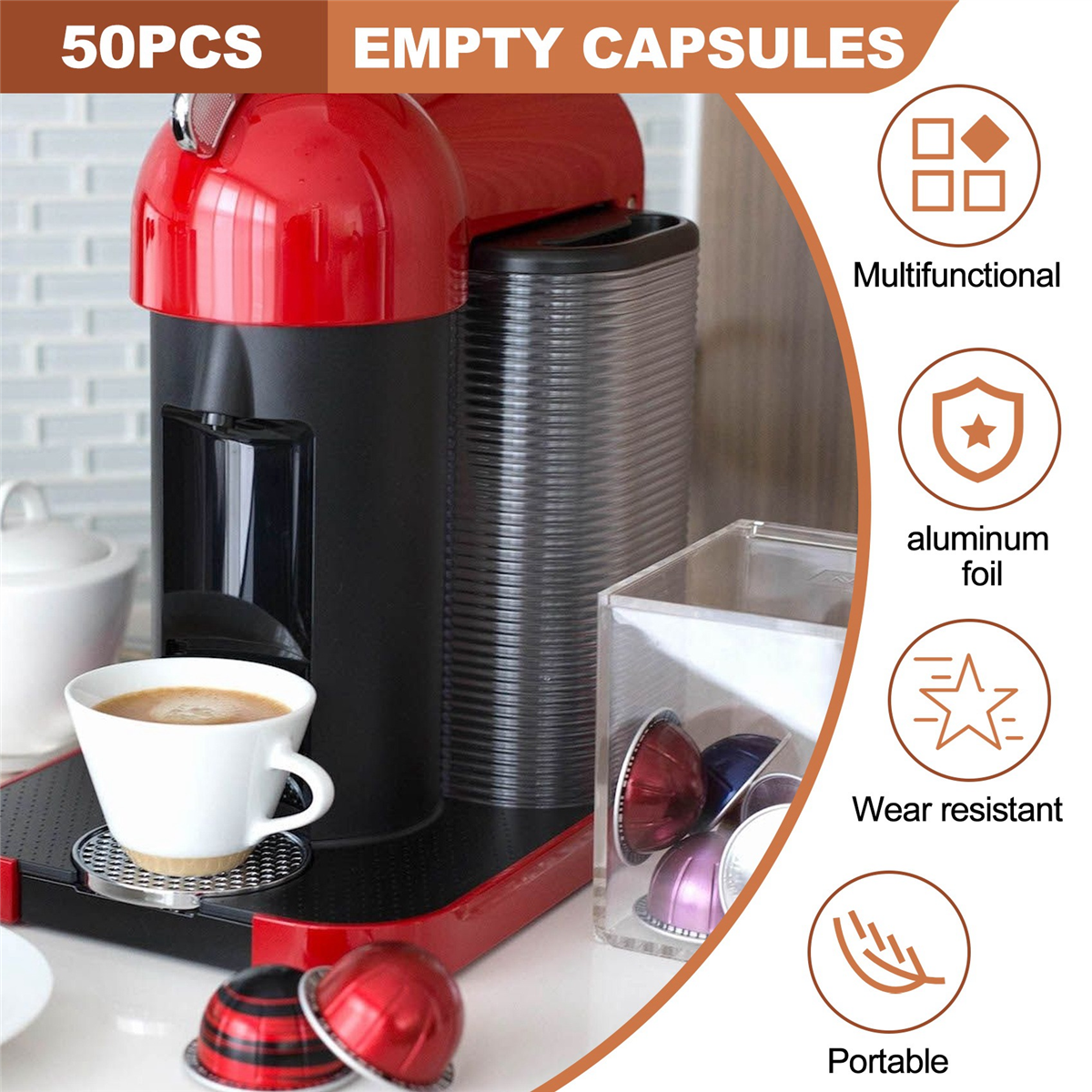 アルミ製コーヒーカプセルステッカー,50個,再充填,ベルチュオリン,粘着性