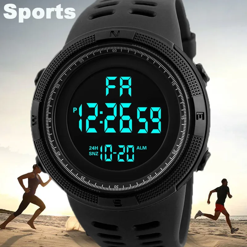 Reloj para hombre, relojes digitales deportivos para hombre, Esfera Grande, luminoso, resistente al agua, despertador, reloj de pulsera electrónico militar multifunción