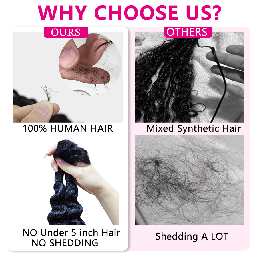 自由奔放に生きる-深い波のヘアエクステンション,100% 人毛,カーリー編組,横糸なし,ブラジル,バルク,50g, 100g