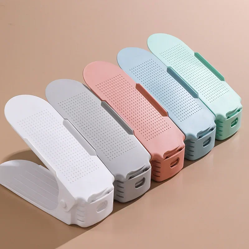 Apilador de zapatos ajustable, organizador de ranuras para zapatos, ahorro de espacio, soporte de estante de doble cubierta para organización de armario, 10 Uds.