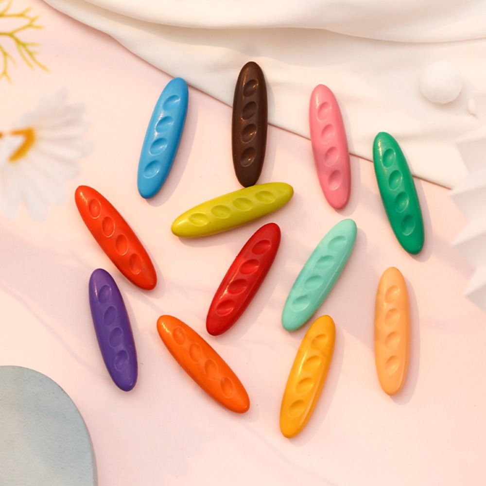 ดินสอสีพลาสติก12/24/36สีล้างทำความสะอาดได้ไม่สกปรกดินสอสีเทียนรูปถั่วลิสงยางลบนักเรียน