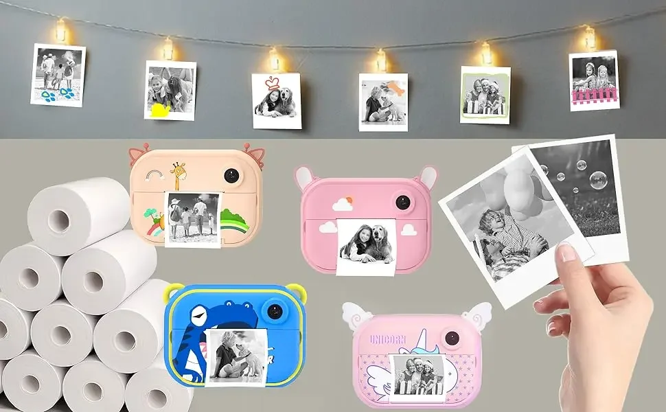 12 Rolls Kids Instant Camera Refill Print Paper Film Coreless Thermal Print For 57mm Portable Cash Registers Mobile Printer
