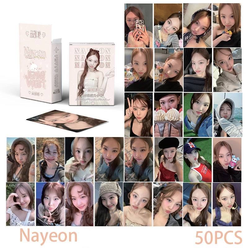 50 unids/set KPOP dos veces LIM NAYEON nuevo ÁLBUM láser LOMO tarjeta GLITTER HD foto tarjeta ventilador colección regalo NAYEON MOMO MINA postal
