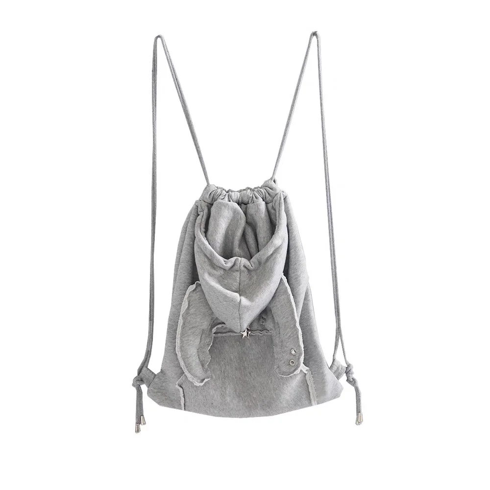 Miyagawa Mochilas coreanas de nicho para mujer, mochila versátil con cordón, sudadera con capucha, bolsas para sombreros