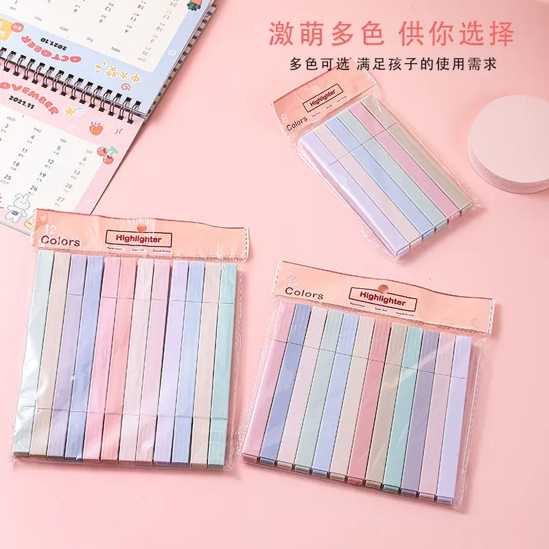 6/12Pcs Pastell Farbe Highlighter Stift Doppel spitze Marker Stifte Fluoreszierende Stift Zeichnung Textmarker Nette Schreibwaren Schule Liefert