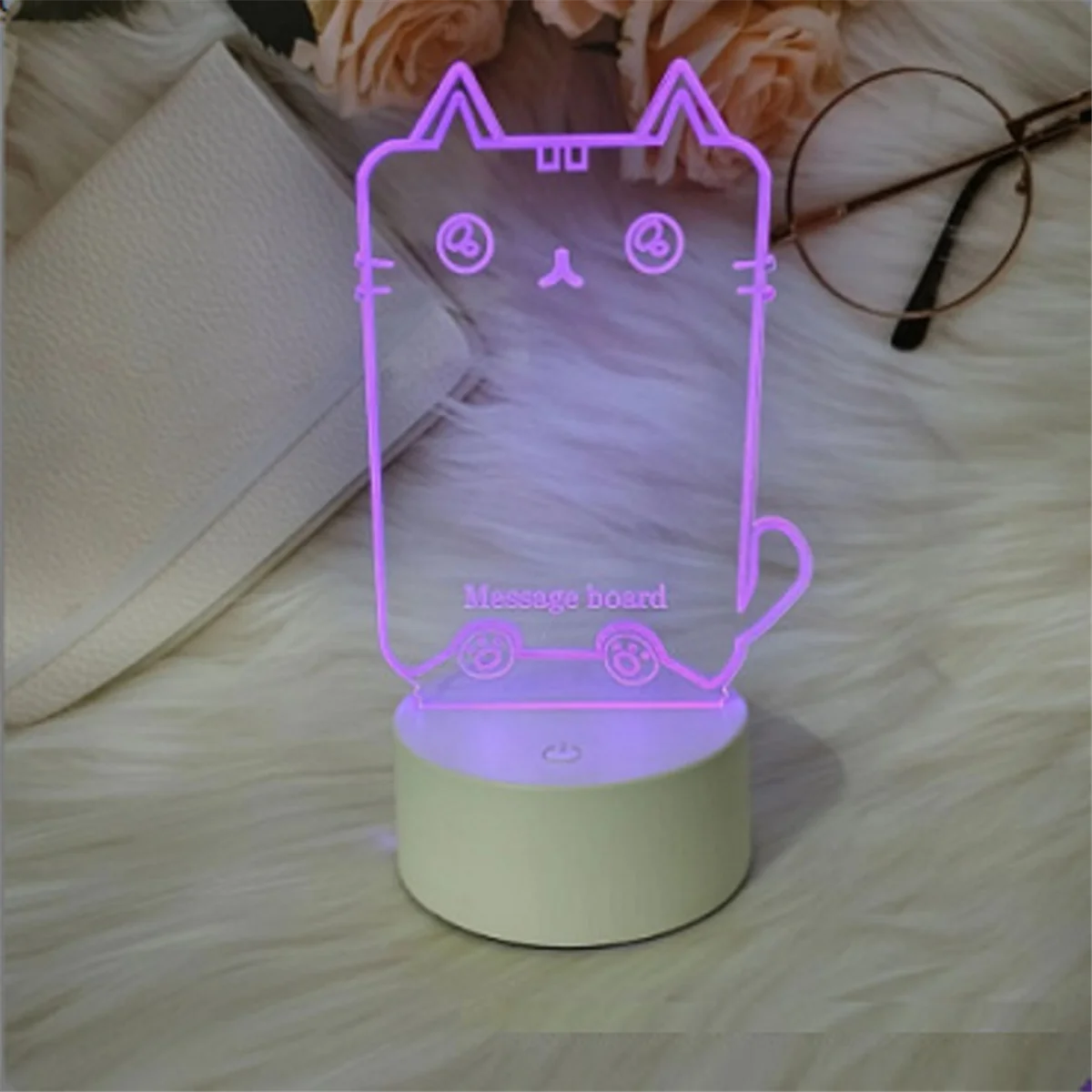 A72P 투명 LED 야간 조명 USB 야간 조명 지울 수있는 쓰기 보드 데스크탑 장식 사랑