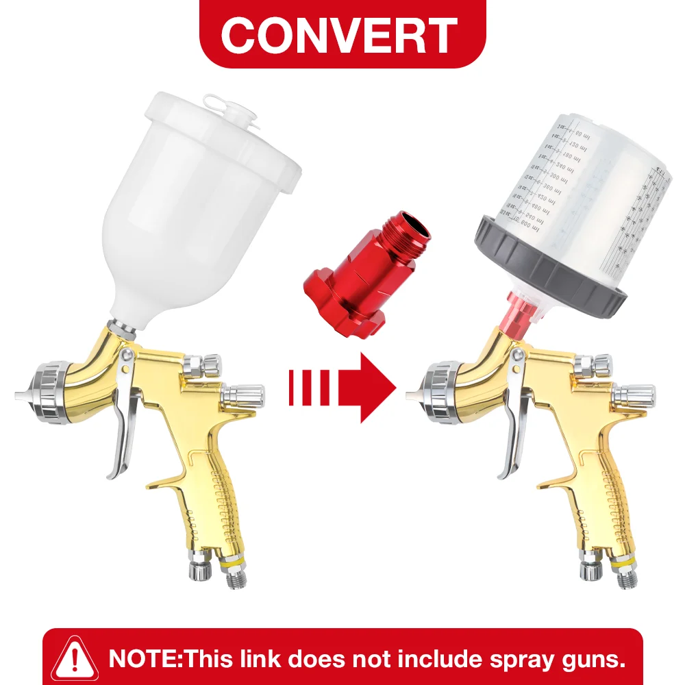 Quick Connector Spray Gun Adapter M16x1.5 Red & Black G3/8 External M16x1.5 Red Internal Airbrush Adapter Disposable Paint Cup