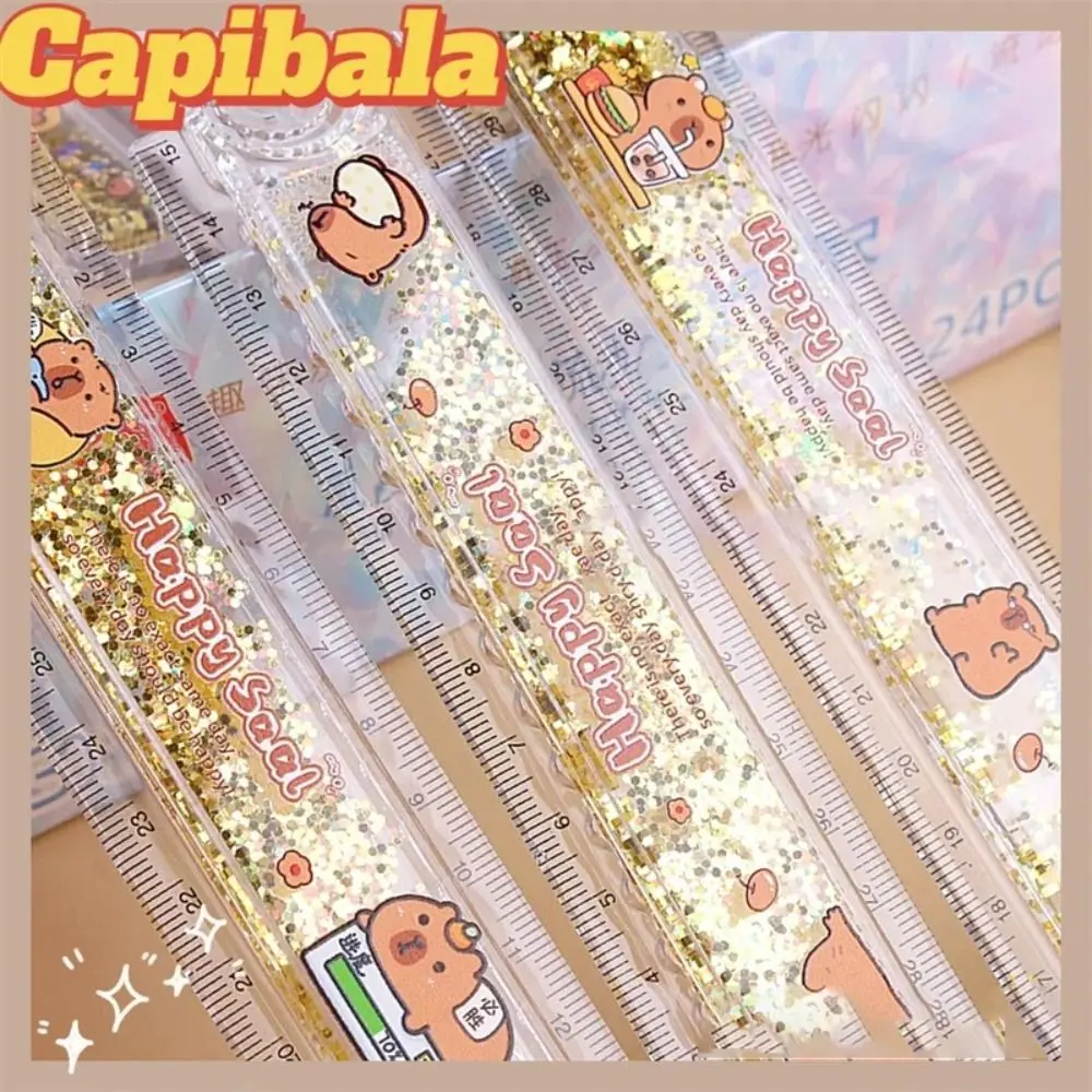 INS Capybara Folding Ruler Multifunctional 30CM Drawing Tool Cartoon Straight Ruler Measuring Ruler Student Gift Stationery