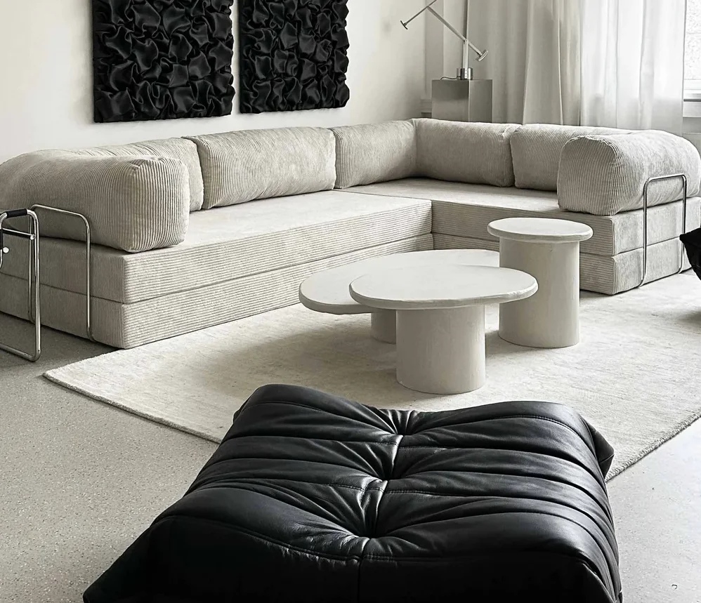 Modern Design Vacuum Compressed Packing High Density Foam Corner Sofa Bed Compression Sofa for Living Room