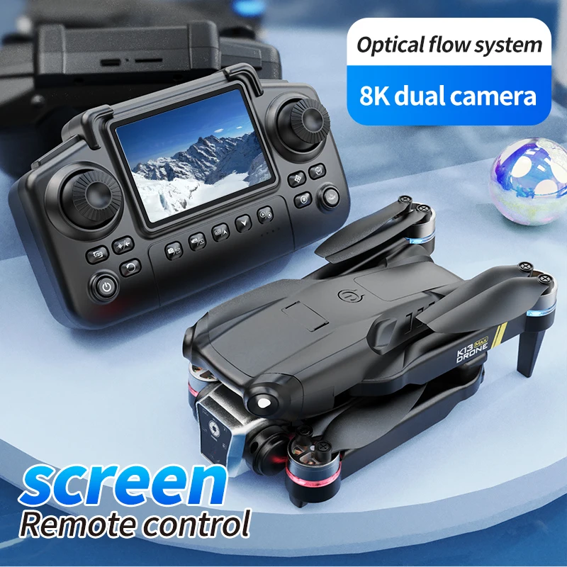 Novo drone k13 max com câmera 8k, 5g, wi-fi, fpv, motor sem escova, câmera dupla hd, evita obstáculos, quadricóptero para fotografia aérea, presente