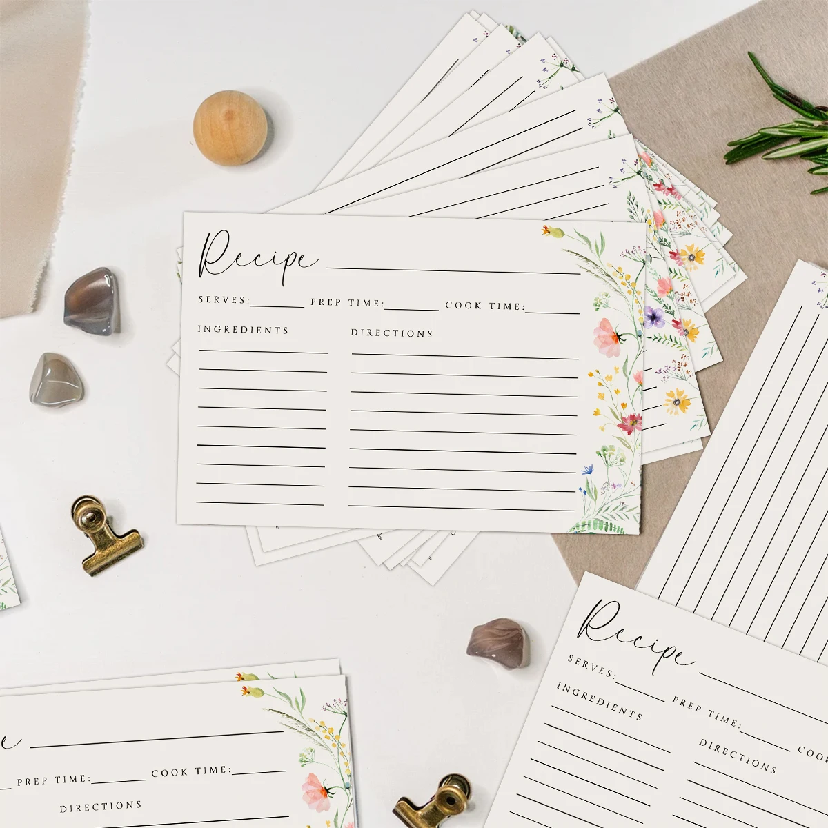 50 Uds. Tarjetas de notas de receta gruesas en blanco de cartulina sin manchas de doble cara, menú familiar y registro de clasificación de información de cocina