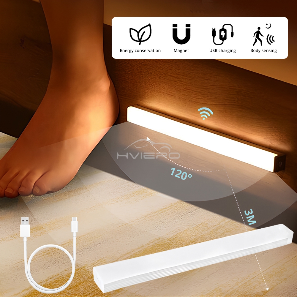 야간 조명 무선 LED 램프 모션 센서 USB 충전식 마그네틱 옷장 룸 옷장 주방 통로 튜브 감지기 전구