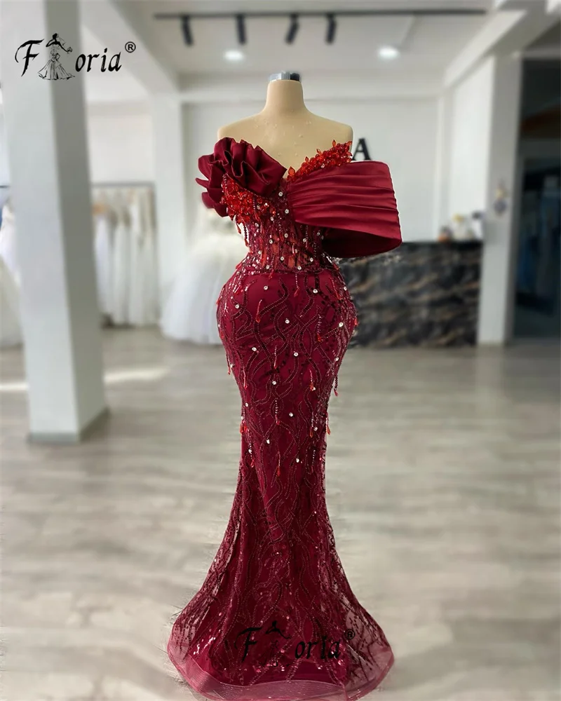 Elegantes Burgunder-Perlen-Abschlussballkleid, Meerjungfrau, Quaste, Abendpartykleid, 2025, Hochzeit, Verlobungskleid, maßgeschneidert, Vestidos de Fiesta