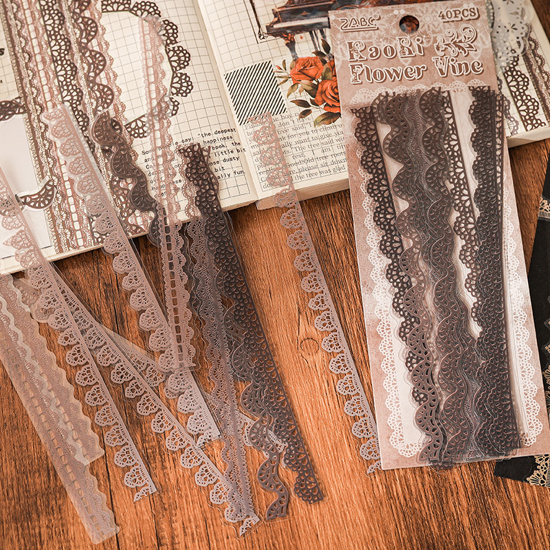 40st Kant Stickers Leuke Esthetiek Decor Collage Junk Journal Scrapbooking Benodigdheden Zelfklevende Creatieve Briefpapier Sticker