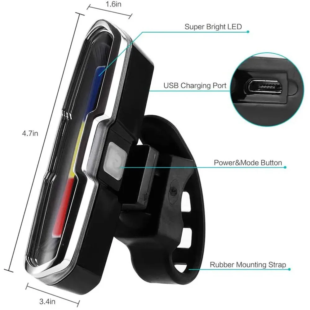 3-kolorowe tylne światło rowerowe USB akumulatorowa tylna lampa rowerowa wodoodporne tylne światła ostrzegawcze roweru MTB