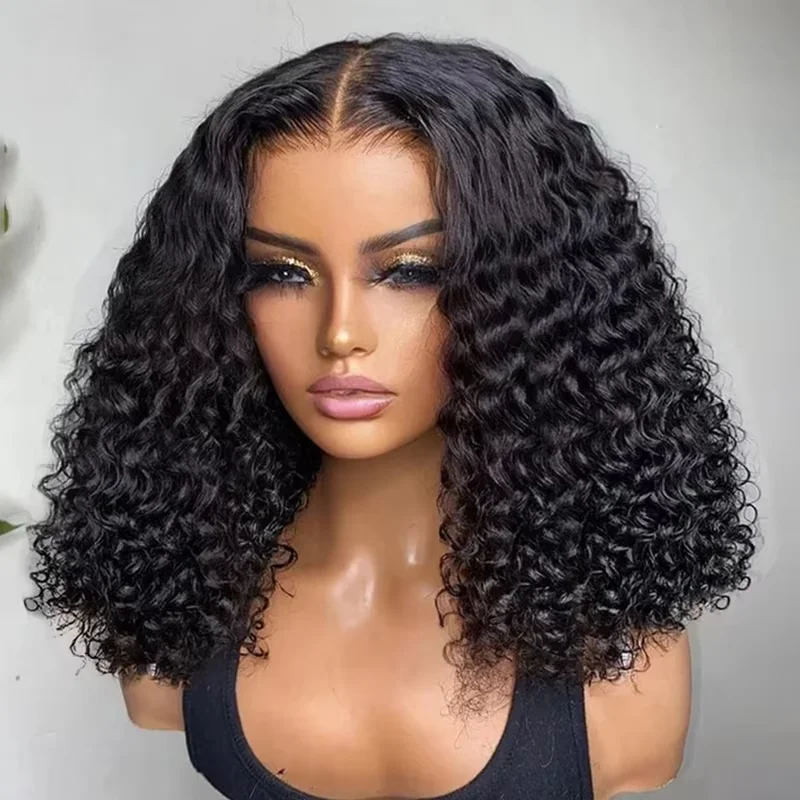 Pre tagliato senza colla onda d'acqua 13x4 parrucche Bob ricci 7x5 parrucca senza colla capelli umani pronti per andare parrucche frontali in pizzo per le donne pre pizzicate