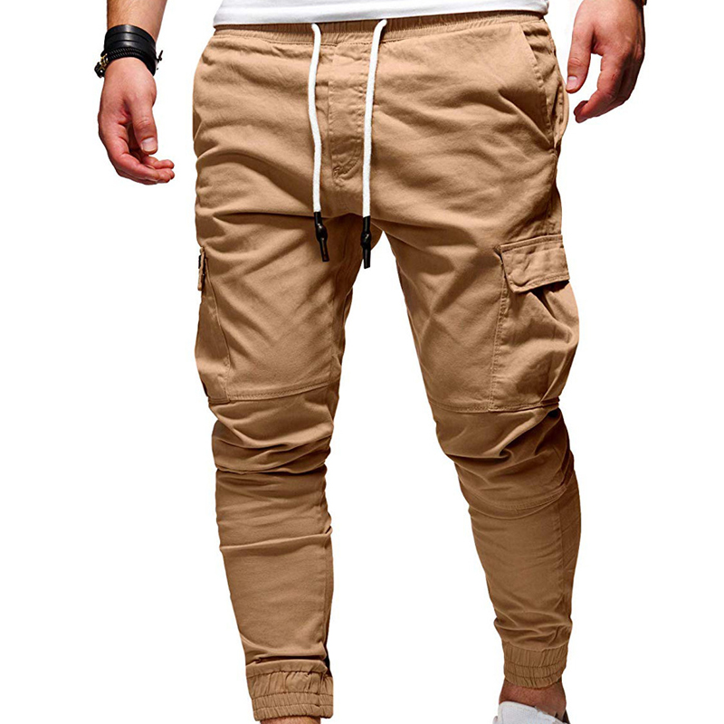 2023 primavera outono novo cintura elástica bolsos cordão lápis calças homem moda movimento confortável all-match correndo calças