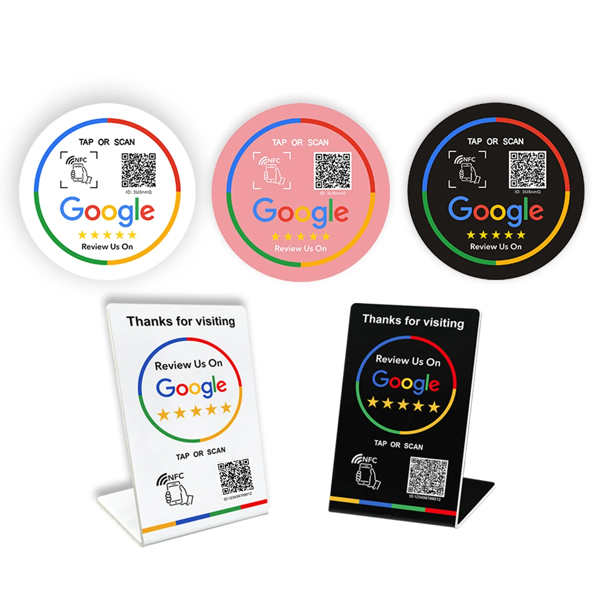 NFC 215 Programmeerbare QR-code TAP Google Review Acrylstickers Kaart NFC-stationtabel 13,56 MHz Waterdichte NFC-standaard Review-kaart