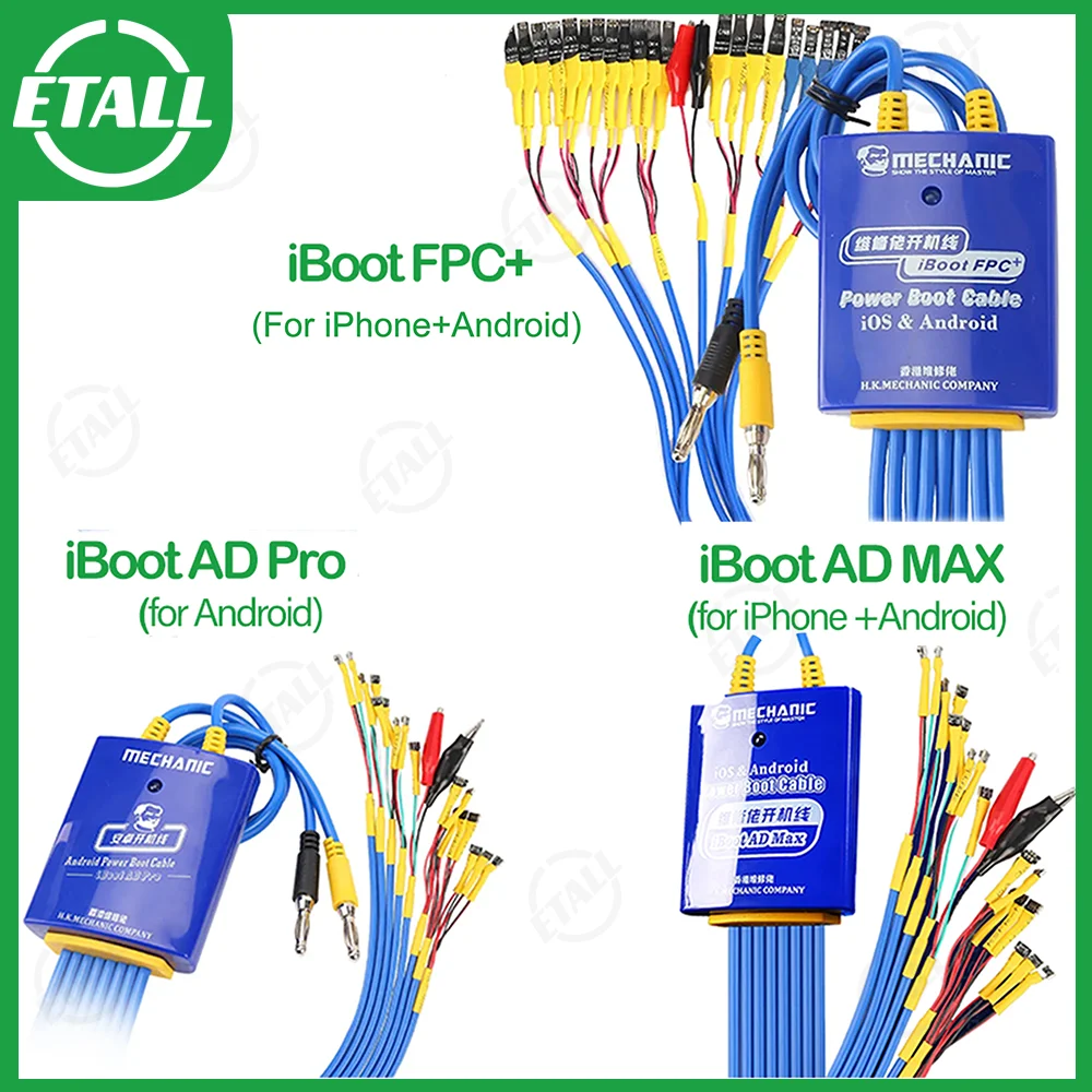 Cable de arranque mecánico IBoot FPC AD MAX + iBoot AD Pro para IP Android protección contra sobrecorriente de voltaje línea de prueba integrada