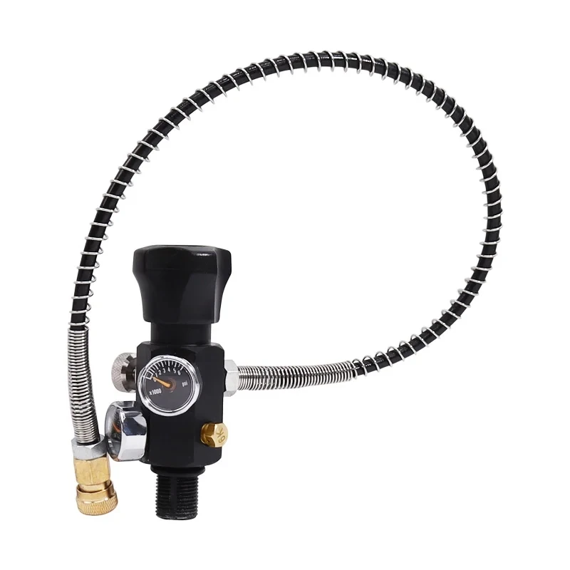 Acecare cilindro de fibra de carbono 1.1l com válvula reguladora 4500psi 300bar garrafa de ar comprimido tanque hpa para mergulho m18 * 1.5