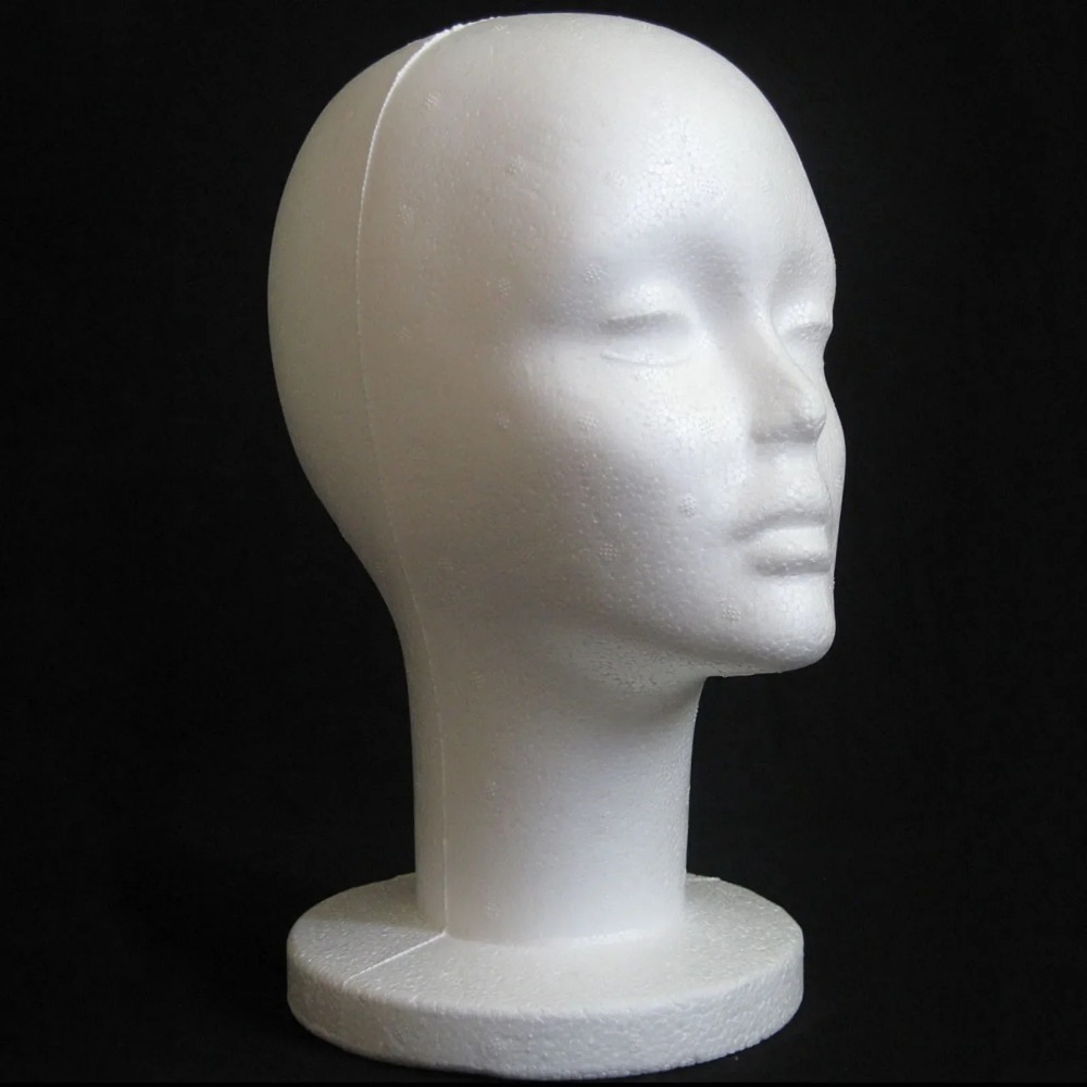 Mannequin féminin en polystyrène, modèle de tête de Mannequin, perruque en mousse, affichage de lunettes de cheveux