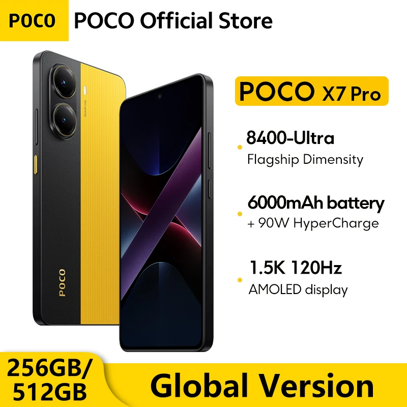 Versión Global POCO X7 Pro teléfono móvil 256GB 512GB Dimensity 8400-Ultra 6,67 "120Hz pantalla 90W carga 6000mAh 5G NFC