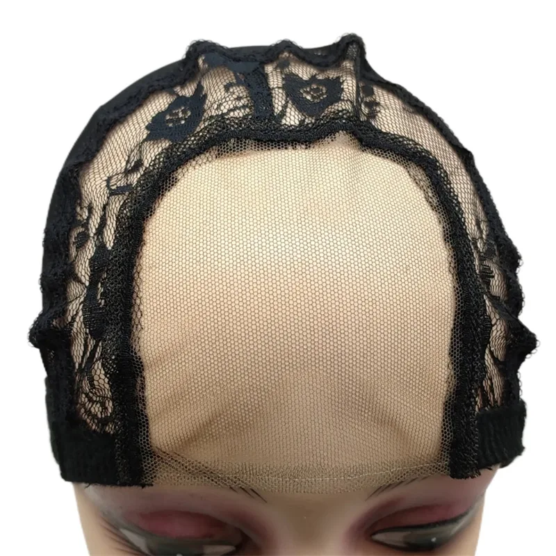 1pc preto 4x4 Polegada u-parte hd peruca de renda boné com alça ajustável para diy peruca fazendo rede de cabelo tecelagem boné